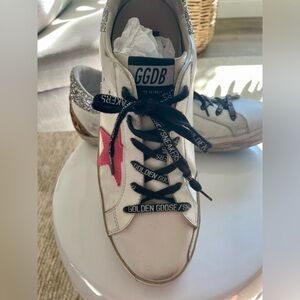 Golden Goose Superstars w Hot Pink, Leopard and Glitter, Size 41